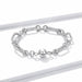 925 Sterling Silver Bracelet Barrel Snap Clasp Cubic Zirconia Bangle Charm Bracelet