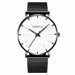 Minimalist Men's Fashion Ultra Thin Wristwatch Stainless Steel Mesh Belt Watches