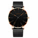 Minimalist Men's Fashion Ultra Thin Wristwatch Stainless Steel Mesh Belt Watches