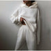 Women Elegant Solid Sets Hoodie Sweatshirts And Long Pant Fashion Two Pieces Set