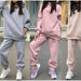 Women Elegant Solid Sets Hoodie Sweatshirts And Long Pant Fashion Two Pieces Set