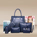 Women Composite Stone Pattern Shoulder Bag 6 Pcs Set PU Designer Leather Luxury Handbags