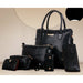 Women Composite Stone Pattern Shoulder Bag 6 Pcs Set PU Designer Leather Luxury Handbags