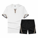 Men Casual Sportswear Short Sleeve 2 Pieces Set  Breathable Summer Fashion Clothing