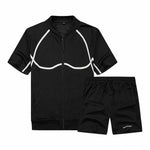 Men Sweatsuit Casual Sportswear Breathable Short Sleeve T-Shirts Shorts Set