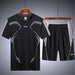 Men Fashion Style Breathable Running Suit Quick Drying T-Shirts Shorts Sportswear Set