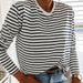 Women Fashion Striped T-Shirt Casual Long Sleeve O-neck Soft Ladies T-Shirt