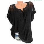 Short Sleeve Women Tops Loose Lace Patchwork Shirt Women Casual Clothes