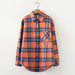 Women Shirt Plaid Oversize Turn-down Collar Leisure Fashion Loose Tops