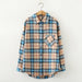 Women Shirt Plaid Oversize Turn-down Collar Leisure Fashion Loose Tops