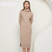 Women Turtleneck Long Sleeve Sweater Dress Loose Aachoae Knitted Long Dress