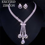 Women's Exquisite Jewelry Set Zircon Stud Earrings Necklace Jewelry