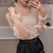 Transparent Korean Loose Women Lace Blouse Bottoming Tops