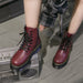 Women's Motorcycle Boots Soft Leather Shoes Female Lace Up Platforms Boots