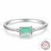 Luxury Stelring Silver Green Tourmaline Fashion Finger Rings Women Fine Jewelry