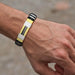 Stainless Steel Bracelet Men Wrist Band Black Grooved Silicon Punk Wristband
