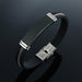 Stainless Steel Bracelet Men Wrist Band Black Grooved Silicon Punk Wristband