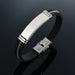 Stainless Steel Bracelet Men Wrist Band Black Grooved Silicon Punk Wristband