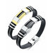 Stainless Steel Bracelet Men Wrist Band Black Grooved Silicon Punk Wristband