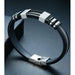 Stainless Steel Bracelet Men Wrist Band Black Grooved Silicon Punk Wristband