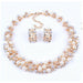 Fashion Pearl Jewelry Sets Women Gold Crystal Pearl Earrings Necklace Jewelry
