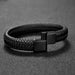 Black/Brown Braided Leather Bracelet Stainless Steel Magnetic Clasp Fashion Unisex Jewelry