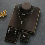 Trendy Necklace Earrings Ring Sets Women Fashion Stackable Necklace Jewelry Set
