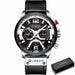 Casual Fashion Sports Watches Men Luxury Military Leather Wristwatch