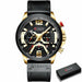 Casual Fashion Sports Watches Men Luxury Military Leather Wristwatch