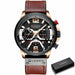 Casual Fashion Sports Watches Men Luxury Military Leather Wristwatch