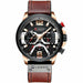 Casual Fashion Sports Watches Men Luxury Military Leather Wristwatch