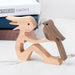 Wood Craft Figurine Desktop Table Ornament Carving Creative Home Office Decoration Pet sculpture