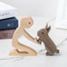 Wood Craft Figurine Desktop Table Ornament Carving Creative Home Office Decoration Pet sculpture