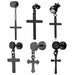 Punk Gothic Stainless Steel Stud Earrings Cross Round Dumbbell Fashion Unisex Jewelry