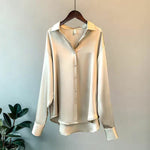 Womens Clothing Silk Shirt Blouse Sheer Top Longsleeve Shirt