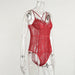 Women Floral Lace Bodysuit Ladies Bandage Sexy Mesh Bodysuit