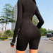 Turtleneck Skinny Casual Jumpsuit Women Long Sleeve Front Zipper Fitness Overalls