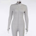 Turtleneck Skinny Casual Jumpsuit Women Long Sleeve Front Zipper Fitness Overalls