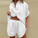 Women Lounge Wear Short Sleeve Shirt Tops Loose Mini Shorts Suit Two Piece Set