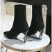 Metal Blade High Heels Socks Boots Women Stretch Fabric Elastic Stilettos Pointed Toe Ankle Boots