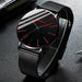 Minimalist Men's Fashion Ultra Thin Wristwatch Stainless Steel Mesh Belt Watches