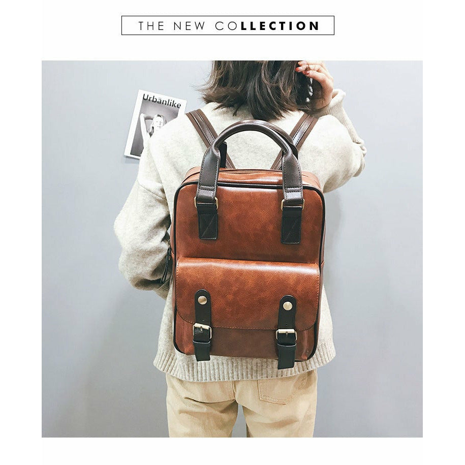 anti theft backpacks for travelling Women Anti Theft Backpack Waterproof Laptop Leather Travel Backpack Brown / 30X25X11CM