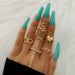 8Pcs/Set Fashion Punk Minimalist Rings Set Women Bohemia Vintage Rings Jewelry