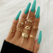 8Pcs/Set Fashion Punk Minimalist Rings Set Women Bohemia Vintage Rings Jewelry
