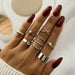 8Pcs/Set Fashion Punk Minimalist Rings Set Women Bohemia Vintage Rings Jewelry