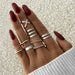 8Pcs/Set Fashion Punk Minimalist Rings Set Women Bohemia Vintage Rings Jewelry