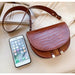Luxury Fashion Women Crossbody Bag Crocodile Semicircle Soft Leather Handbags