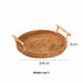 Handwoven Rattan Storage Tray Wooden Handle Round Wicker Basket