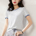 Women Fashion Striped T-Shirt Casual Long Sleeve O-neck Soft Ladies T-Shirt