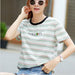 Women Fashion Striped T-Shirt Casual Long Sleeve O-neck Soft Ladies T-Shirt